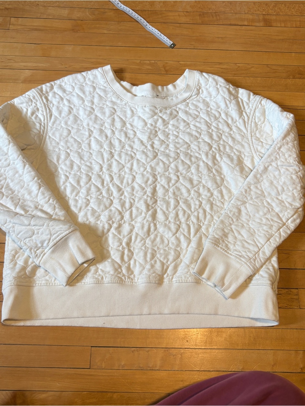 Jane and Delancey Heart Quilted Crewneck Sweatshirt - White